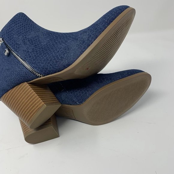 Style & Co Masrinaa Ankle Booties Women's 5.5M Blue Snake Denim Side Zip‎ S0646 - Picture 7 of 10